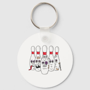 Funny Beat Up Bowling Pins Sleutelhanger