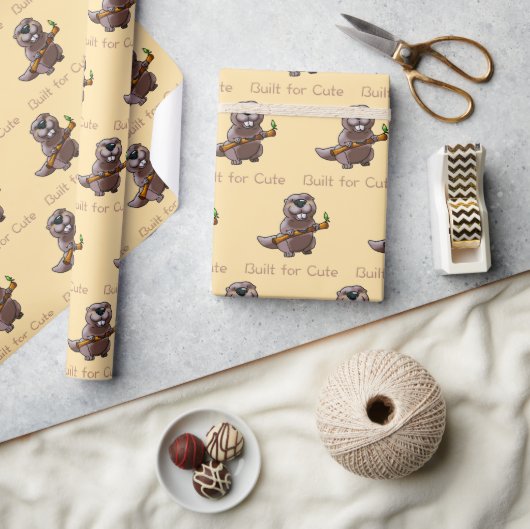 Funny Beaver Cartoon – Built for Cute Cadeaupapier (Crafts)