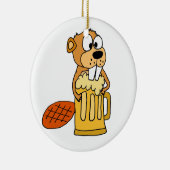 Funny Beaver Drink Beer Keramisch Ornament (Rechts)