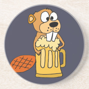 Funny Beaver Drink Beer Zandsteen Onderzetter