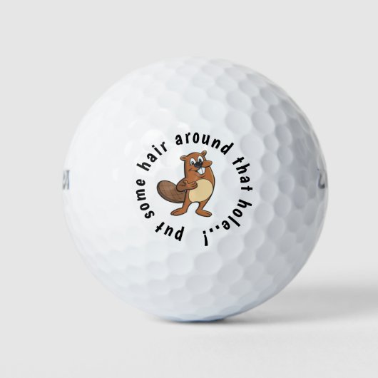 Funny Beaver 😂 Haar rond Hole Golfballen (Voorkant)