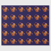 Funny Beaver in Santa Hat-kerstkunst Cadeaupapier (Vlak)