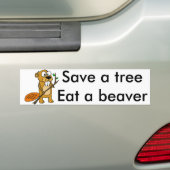 Funny Beaver met de Cartoon van de boom Bumpersticker (Op auto)