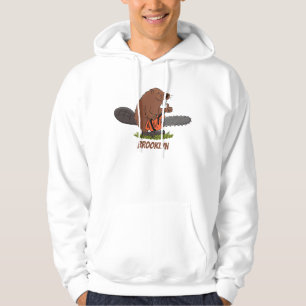 Funny beaver met kettingzaag cartoon humor hoodie