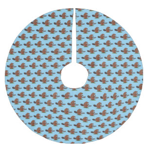 Funny beaver met kettingzaag cartoon humor kerstboom rok