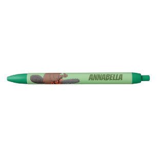 Funny beaver met kettingzaag cartoon humor zwarte inkt pen
