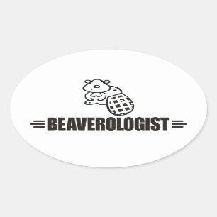 Funny Beaver Ovale Sticker