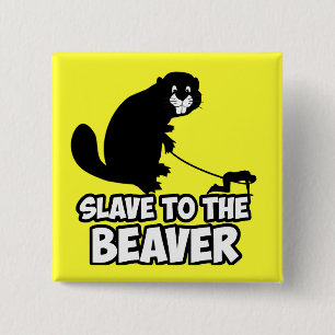 Funny Beaver Vierkante Button 5,1 Cm