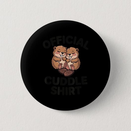 Funny Beavers Hugging Cuddle Ronde Button 5,7 Cm (Voorkant)