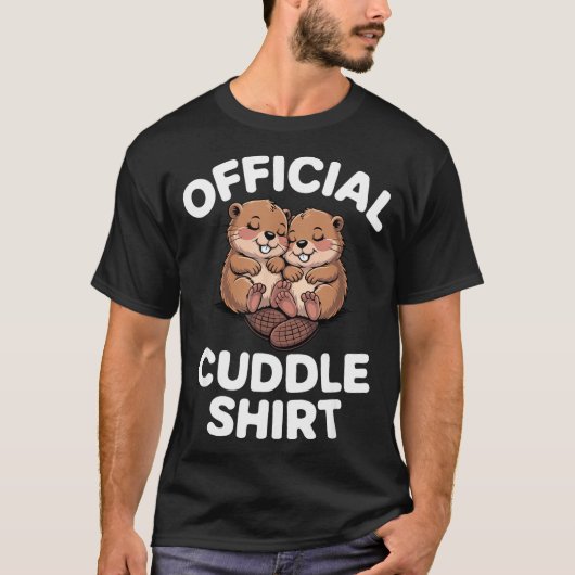 Funny Beavers Hugging Cuddle  T-shirt (Voorkant)