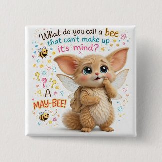 Funny Bee Dad Joke Vierkante Button 5,1 Cm
