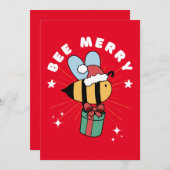 FUNNY BEE MERRY CHRISTMAS PRESSE CARTE (Devant / Derrière)