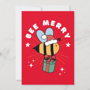 FUNNY BEE MERRY CHRISTMAS PRESSE CARTE