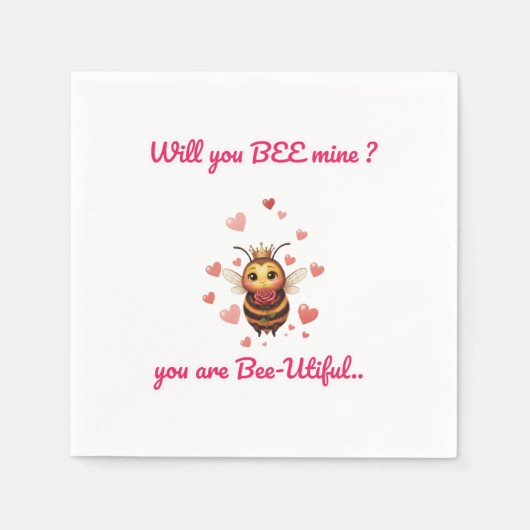 Funny Bee Pun Valentine  Servet (Voorkant)