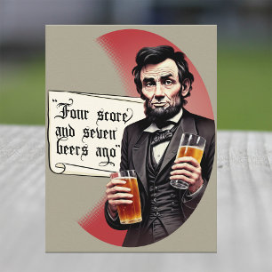 Funny Beer Drink Abraham Lincoln Cookout Party Uitnodiging Briefkaart