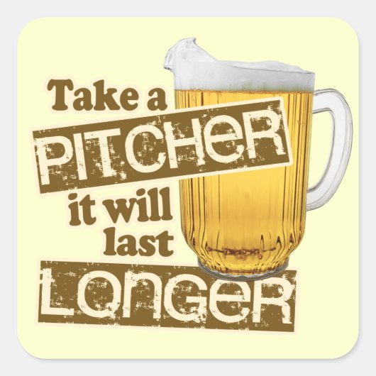 Funny Beer Drink Humor Vierkante Sticker (Voorkant)