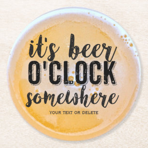 Funny Beer Drinkers  Typografie Aangepaste tekst Ronde Kartonnen Onderzetter