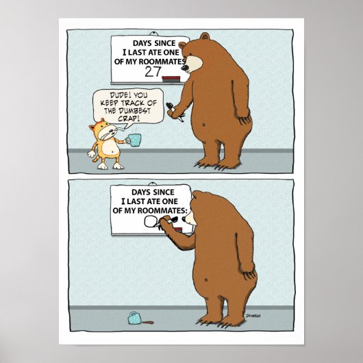 Funny Beer en Cat Roommate Trouble Poster (Voorkant)