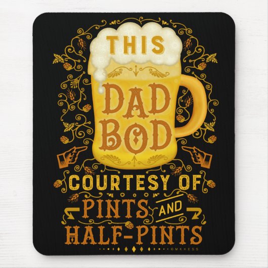 Funny Beer Fathers Pap Bod Humoureuze Antiek Mok Muismat (Voorkant)