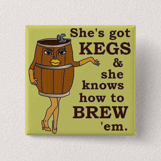 Funny Beer of Wine Brewery Vierkante Button 5,1 Cm (Voorkant)