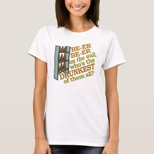 Funny Beer op de muur T-shirt (Voorkant)