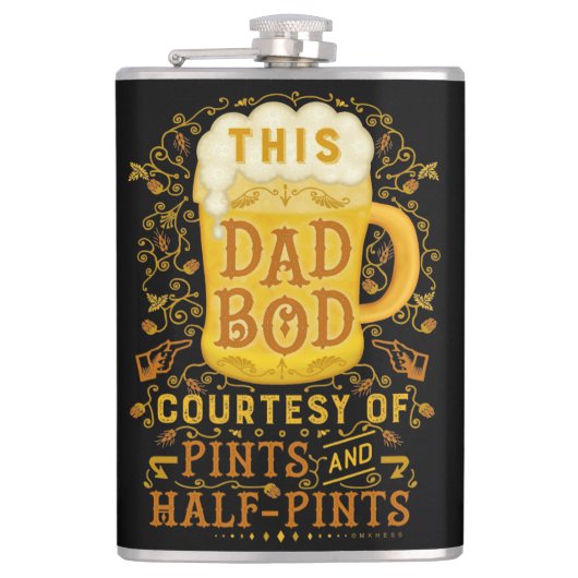 Funny Beer Papa Bod Humor Vaders Dag Heupfles (Voorkant)