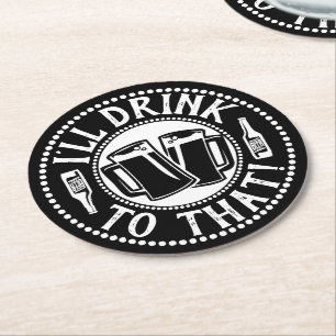 Funny Beer Party   Daar zal ik op Drinken Ronde Kartonnen Onderzetter