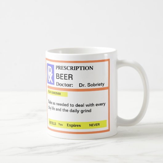 Funny Beer Prescription Coffee Mugs Koffiemok (Rechts)