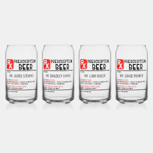 Funny Beer Prescription Personalised Name Beer Blikvorm Glas