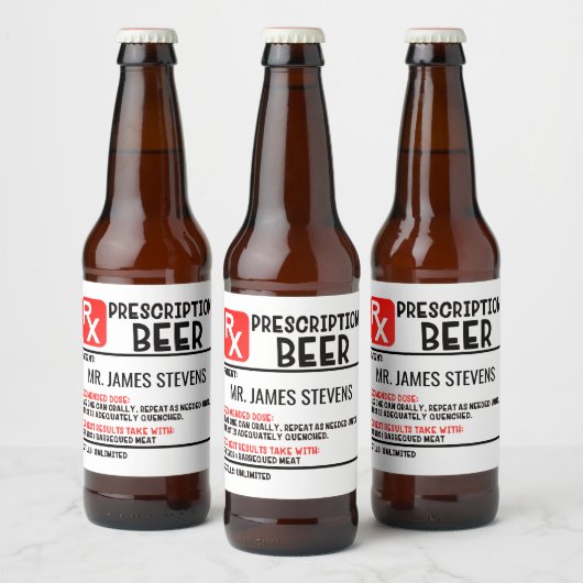 Funny Beer Prescription Script Persoonlijke naam Bier Etiket