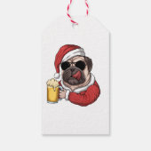 Funny Beer Pug Santa Hat Xmas Gift Label Cadeaulabel (Achterkant)