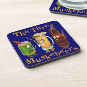 Funny Beer Pun Three Muskebeers Humoureus Drankjes Onderzetter
