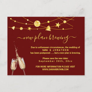 Funny Beer Wedding Postponement Announcement Postc Briefkaart