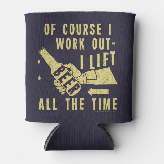 Funny Beer Work Out Humor op blauw Blikjeskoeler (Voorkant)