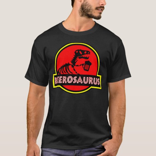 Funny BeeroSaurus Dinosaur Beer Drinker Lover Gift T-shirt (Voorkant)