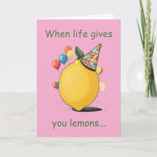 Funny Belated Birthday Message: Lemon Theme Kaart (Voorkant)