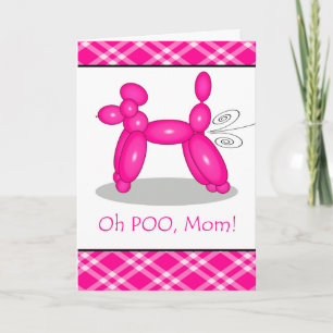 Funny Belated Birthday voor mama, Poodle Fart Kaart