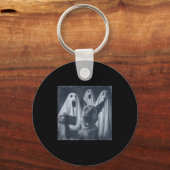 Funny Belgian Malinois Selfie Halloween Ghost Retr Sleutelhanger (Voorkant)