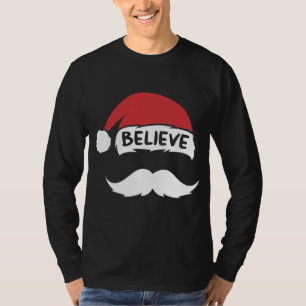 Funny Believe Santa Hat White Mustache Kinder T-shirt