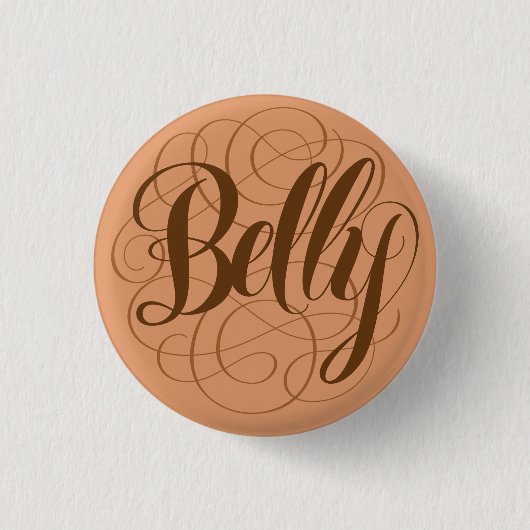 Funny Belly Button kalligrafiet pinback (Voorkant)