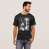 Funny Bernedoodle Alien UFO Taking a Selfie Dog Mo T-shirt (Voorkant volledig)