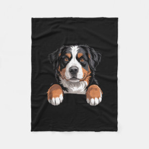 Funny Berner Sennenhond gluurt in Cket Berner Pup Fleece Deken