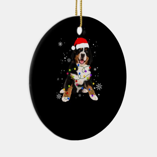 Funny Bernese Mountain Dog Lights Christmas Matchi Keramisch Ornament (Rechts)