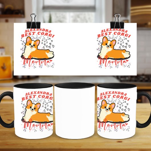 Funny Best Corgi Momma met graphics harten Mok