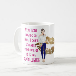 Funny Best Friend BAD INFLUENCE Caricature Gift Koffiemok