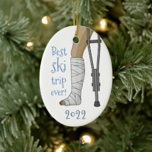 Funny Best ski trip ooit! Breken been Cast Keramisch Ornament
