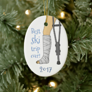 Funny Best ski trip ooit! Gebroken gietvorm Keramisch Ornament