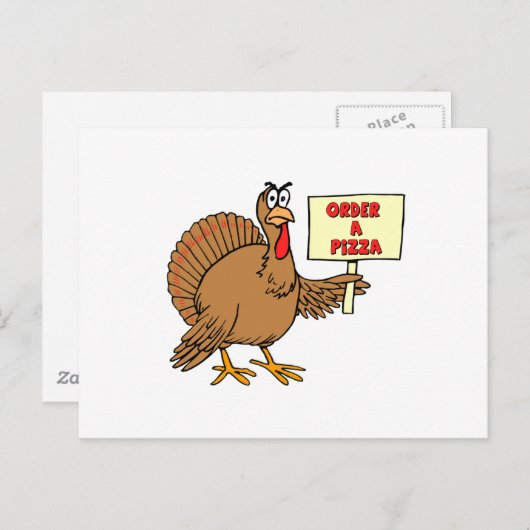 Funny Bestel een Pizza Thanksgiving Turkije Feestdagenkaart (Voorkant / Achterkant)