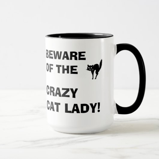Funny Beware van de Crazy Cat Lady Mok (Rechts)