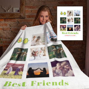 Funny BFF FOTO COLLAGE Gift Personalized AVOCADO Fleece Deken
